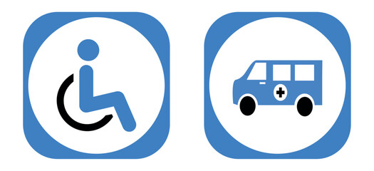 vector image set of 2 health icons with blue background and blue border