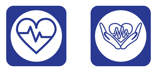 vector image set of 2 health icons with blue background and blue border