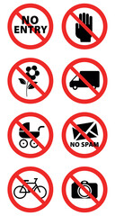 vector image set of 2 forbidden icons with red lines