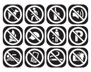 vector image set of 2 forbidden icons with red lines