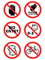 vector image set of 2 forbidden icons with red lines