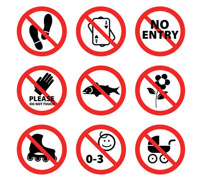vector image set of 2 forbidden icons with red lines