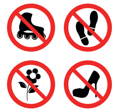 vector image set of 2 forbidden icons with red lines
