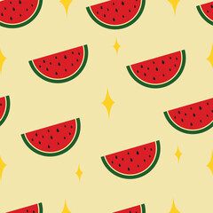 Sweet watermelon vector seamless pattern. Watermelons pattern. Seamless vector background. 