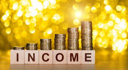 Coin stacks with word income