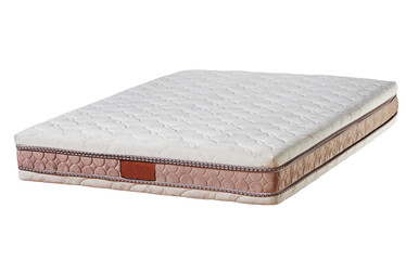Isolated mattress light brown color ,soft orthopedic mattress. Background is white.
