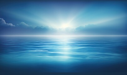 Plakat A High-Quality Beautiful Illustrated Background Showing a Blue Scene with Calm Colors and Water - Generative AI