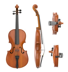 Set of classic violins isolated. png transparency - obrazy, fototapety, plakaty