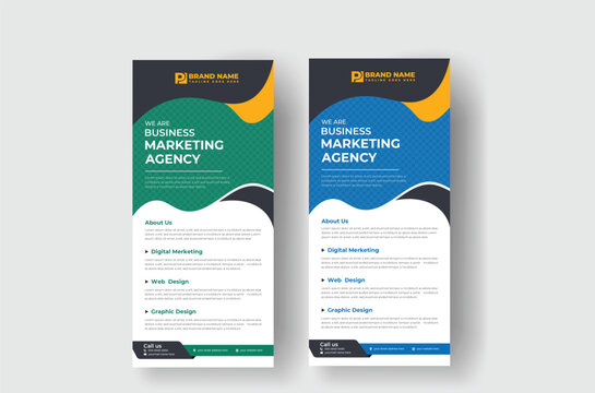 business rack card design template with roll up banner design