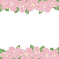 Fototapeta premium ピンクの花が可愛い春のフレーム背景イラスト