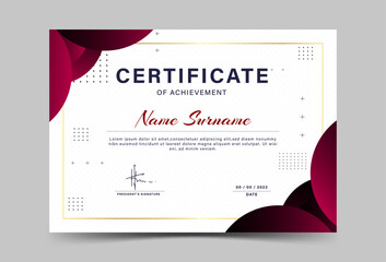 Certificate modern minimalist, gradient, company name.gradation red and black