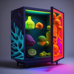 box with fruits Generative AI