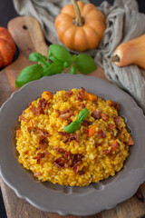 Healthy home made Pumpkin risotto with fresh herbs