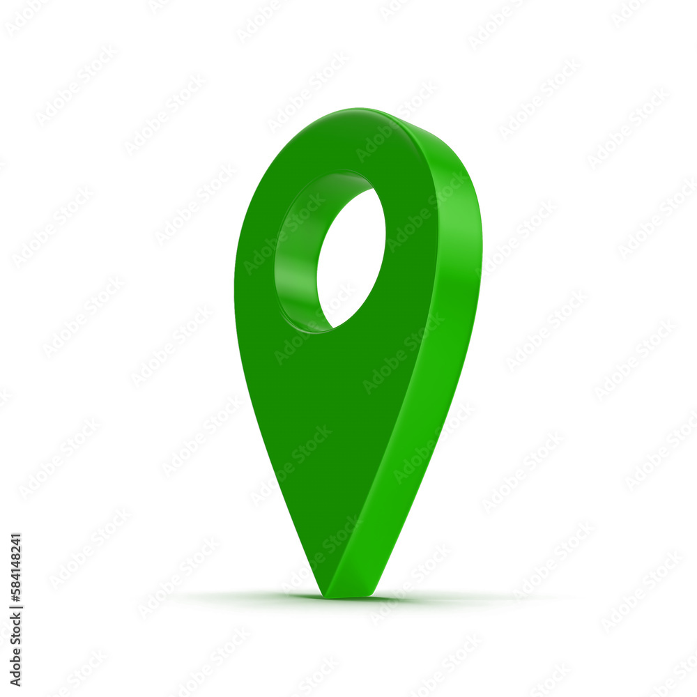 Poster 3d rendering realistic green location map pin gps pointer markers gps location symbol, maps and navi