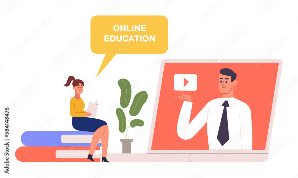 Poster online learning, workshop tutorials. people learning by reading books vector illustration. laptop wi