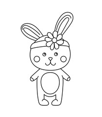 Bunny Doodle Coloring book with vector illustration for kids