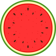 Half Watermelon Circle Big Green Fruit Tropical Juicy Summer Isolated