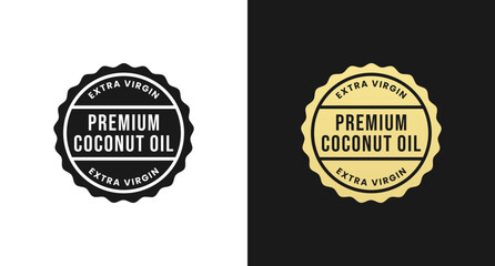 Coconut Oil Label or Coconut Oil Seals Vector Isolated in Flat Style. Best Coconut Oil Label Vector for product design element. Simple Coconut Oil Seal Vector for product packaging design element.