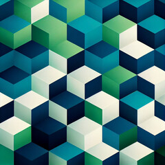 Blue and green minimalist geometric pattern, Generative AI