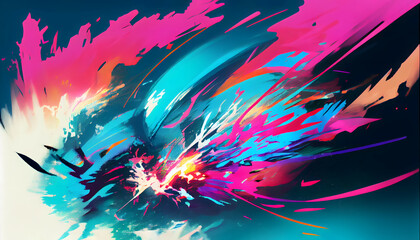 Hand draw digital painting abstract art panorama background colors texture design illustration, Generative AI