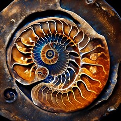 Ammonite fossil create by Generative AI