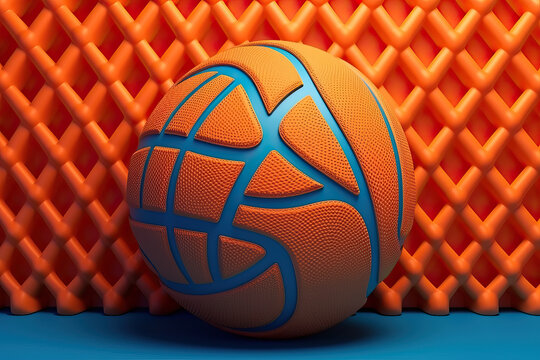 Orange sphere ball in orange background. Generative AI