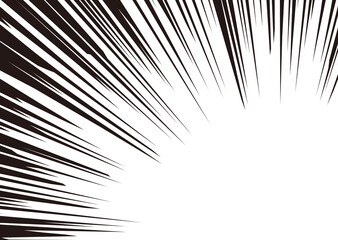 Obraz premium 右下に集まる漫画風のモノクロ集中線