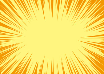 黄色背景にオレンジ色の漫画風の集中線