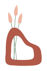 Modern abstract aesthetic house plants. Wall decor in boho style. Mid century vector print for cover, wallpaper, card, social media, interior decor