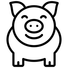 pig ilustration design with outline