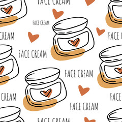 Seamless pattern Doodle face cream, self care