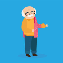 Grandfather cartoon design, Old person grandparents man avatar senior and adult theme Vector illustration