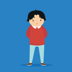 Cute little boy character. Vector illustration in flat cartoon style.