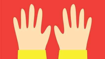 Hands of a man. Vector illustration on a red background.