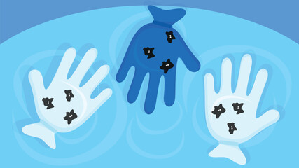 Hands in gloves. Vector illustration in flat cartoon style.