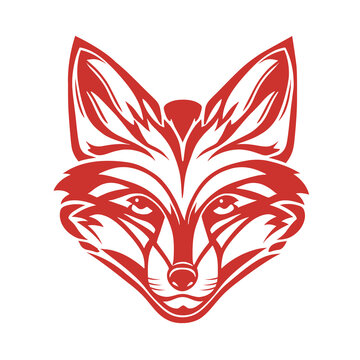 Fox head design isolated on transparent background. Wild Animals.