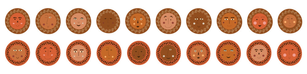 Obraz premium Male bizzare visage, abstract personage, mascot design, funny face, cute icon.