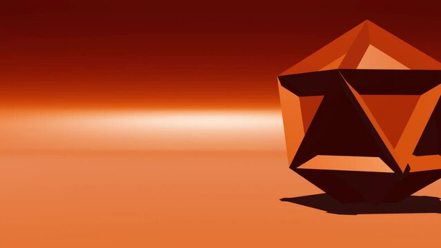 3D animation render triangular low poly shape spinning - futuristic techno motion graphics background. Seamless 3d looping video animation