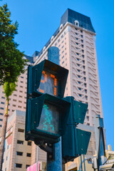 Fototapeta na wymiar taiwanese traffic light in front of the building