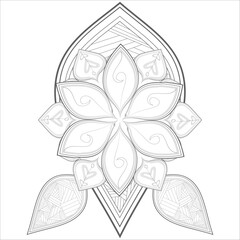 Decorative Doodle flowers in black and white for coloring book, cover or background. Hand drawn sketch for adult anti stress coloring page.-vector