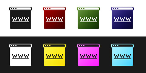 Set Browser window icon isolated on black and white background. Vector