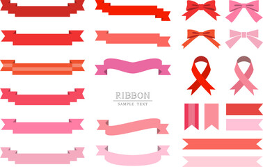 赤いリボンのイラスト素材セット / vector eps 