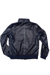 Casual Streetwear Black Leather Motorcycling Clothing Over White Background.