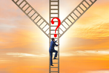 Different career path concept with businessman