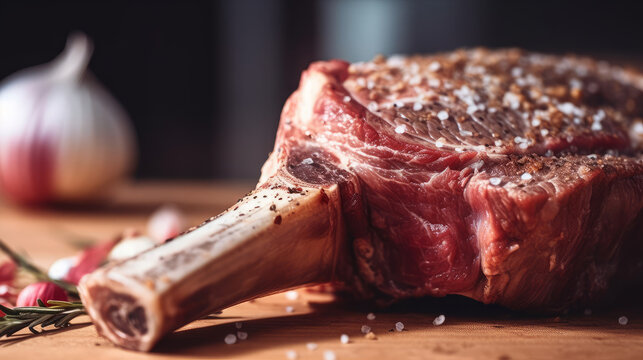 Tomahawk steak for cooking dinner meal by Ai Generated.