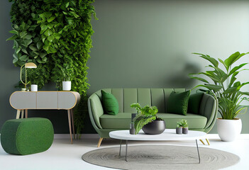 Modern home interior living room background, wall mock up, Generative AI