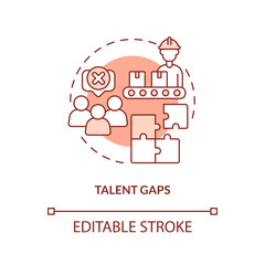 Talent gaps terracotta concept icon. Lack of workforces. Supply chain challenge abstract idea thin line illustration. Isolated outline drawing. Editable stroke. Arial, Myriad Pro-Bold fonts used