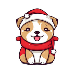 Cute Dog in christmas costumes Stickers bundle.generative AI