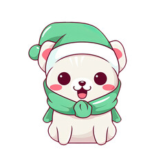 Fototapeta premium Cute Dog in christmas costumes Stickers bundle.generative AI