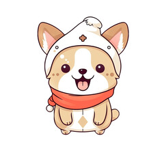 Cute Dog in christmas costumes Stickers bundle.generative AI
